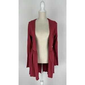 TLA Anthropologie Pink Red Open Front Cardigan Womens Small Long Sleeve